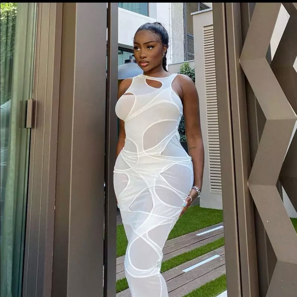 Sexy patchwork mesh maxi dress. (New )